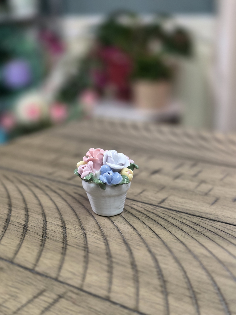 Handcrafted Ceramic Flower Pot - Pastel Pink, Blue & White